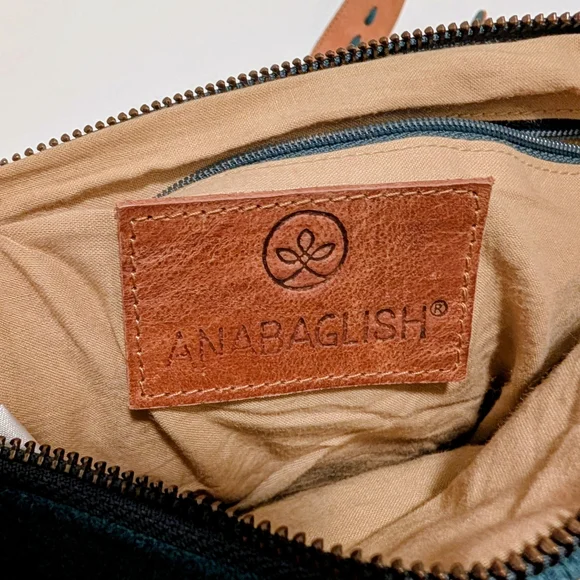 Anabaglish Teal Suede Leather Boho Purse - Picture 10 of 13